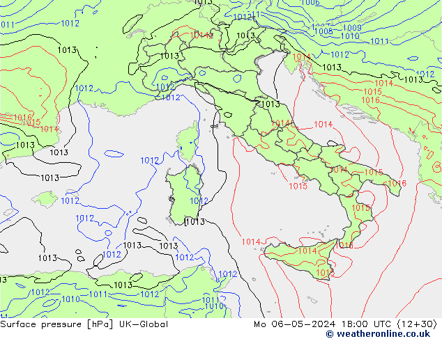 Surface pressure UK-Global Mo 06.05.2024 18 UTC