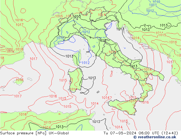 приземное давление UK-Global вт 07.05.2024 06 UTC