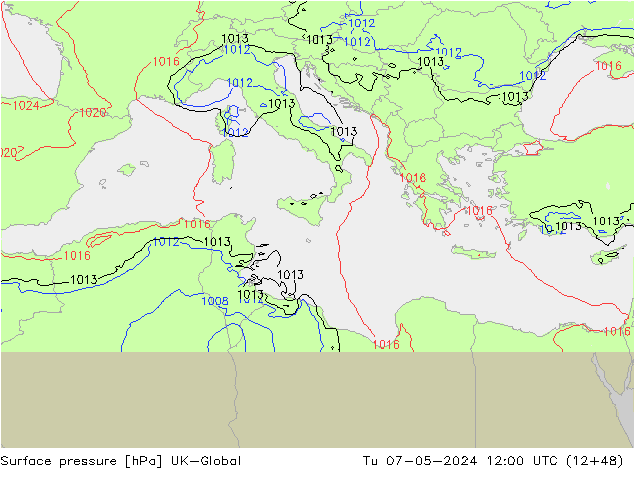 Presión superficial UK-Global mar 07.05.2024 12 UTC