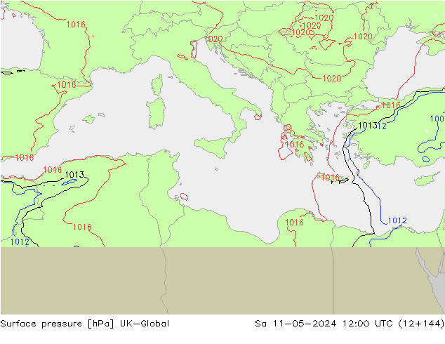 pression de l'air UK-Global sam 11.05.2024 12 UTC