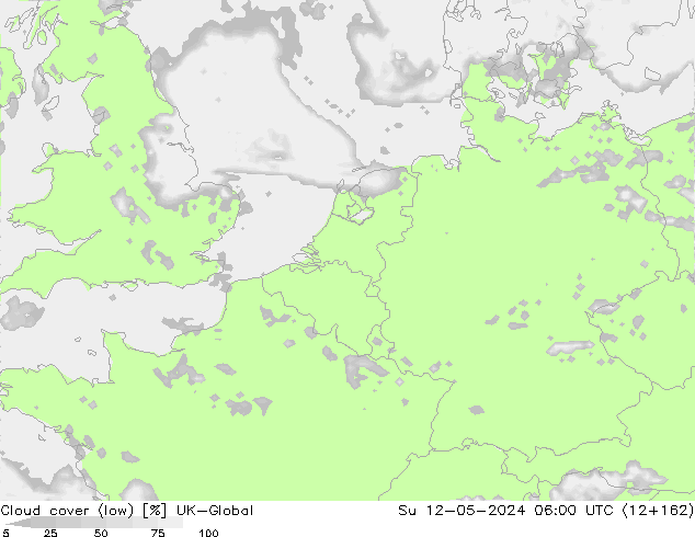 Bewolking (Laag) UK-Global zo 12.05.2024 06 UTC