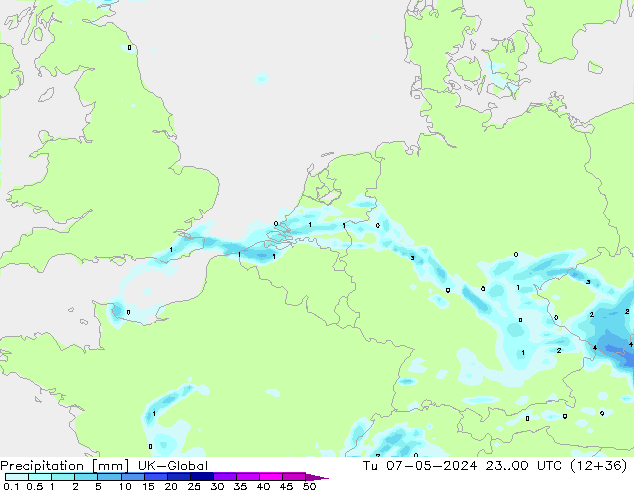 Precipitation UK-Global Tu 07.05.2024 00 UTC
