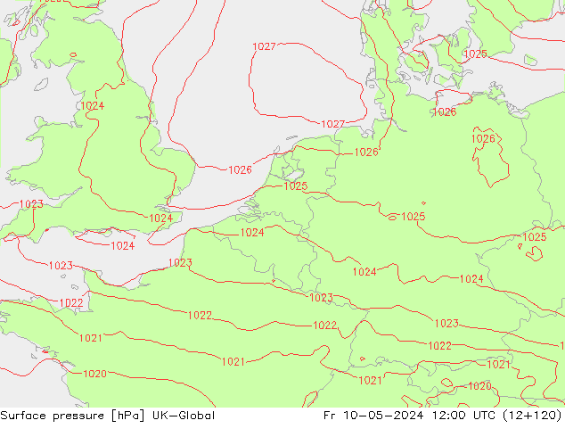 pression de l'air UK-Global ven 10.05.2024 12 UTC