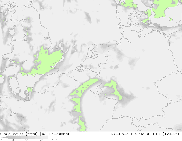 Nubes (total) UK-Global mar 07.05.2024 06 UTC