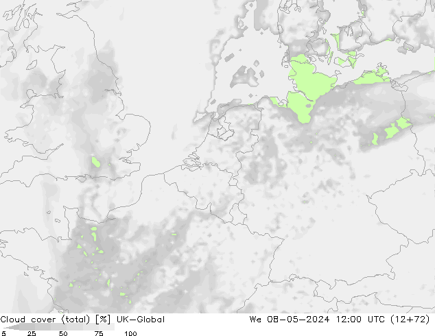 Bulutlar (toplam) UK-Global Çar 08.05.2024 12 UTC