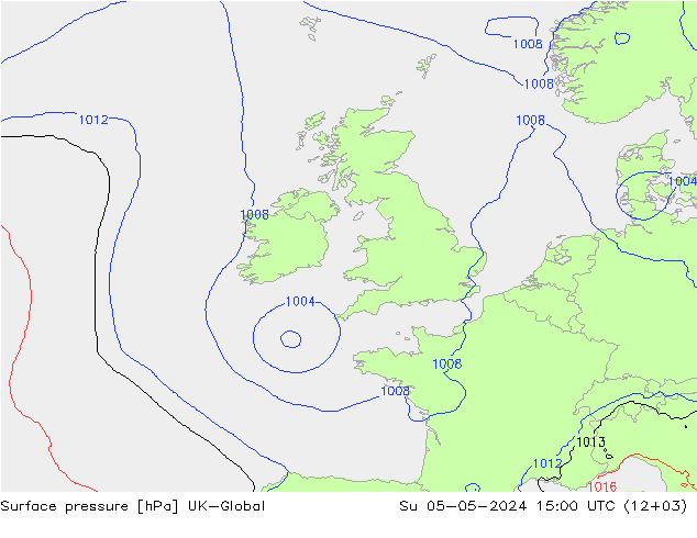 Presión superficial UK-Global dom 05.05.2024 15 UTC