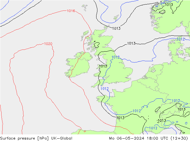 Surface pressure UK-Global Mo 06.05.2024 18 UTC