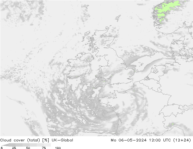 Nubes (total) UK-Global lun 06.05.2024 12 UTC