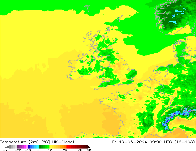 Temperature (2m) UK-Global Fr 10.05.2024 00 UTC