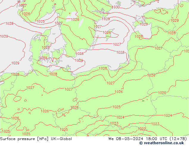 pression de l'air UK-Global mer 08.05.2024 18 UTC