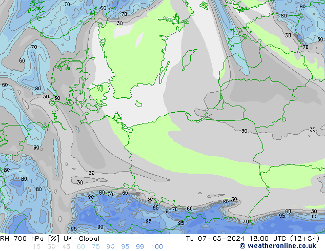 RH 700 hPa UK-Global mar 07.05.2024 18 UTC