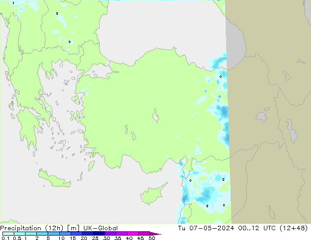 Precipitation (12h) UK-Global Tu 07.05.2024 12 UTC