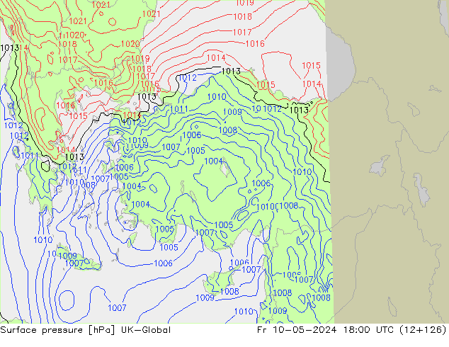 Surface pressure UK-Global Fr 10.05.2024 18 UTC