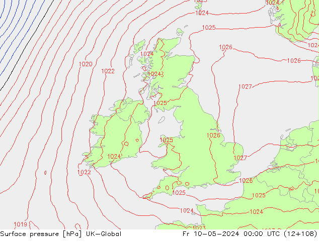 pression de l'air UK-Global ven 10.05.2024 00 UTC