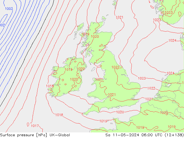приземное давление UK-Global сб 11.05.2024 06 UTC