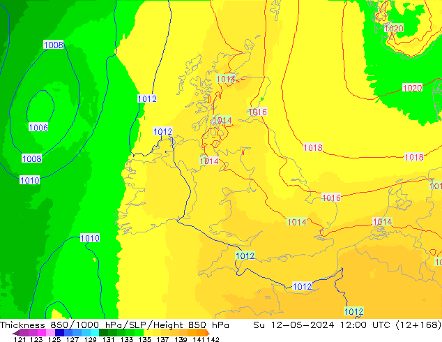 Thck 850-1000 hPa UK-Global Dom 12.05.2024 12 UTC