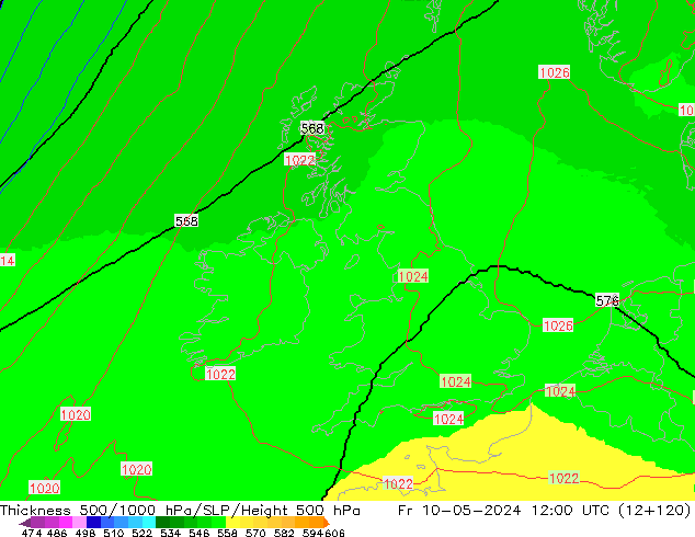 Thck 500-1000hPa UK-Global  10.05.2024 12 UTC