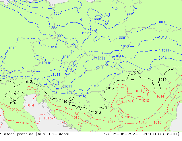 Surface pressure UK-Global Su 05.05.2024 19 UTC