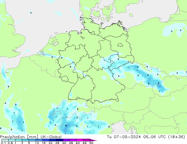 Srážky UK-Global Út 07.05.2024 06 UTC