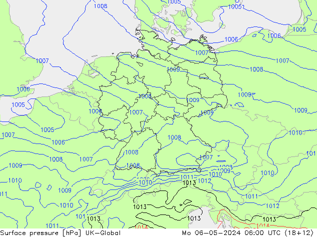 Surface pressure UK-Global Mo 06.05.2024 06 UTC