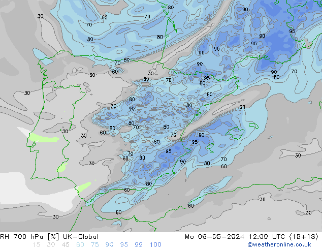 RH 700 hPa UK-Global Po 06.05.2024 12 UTC