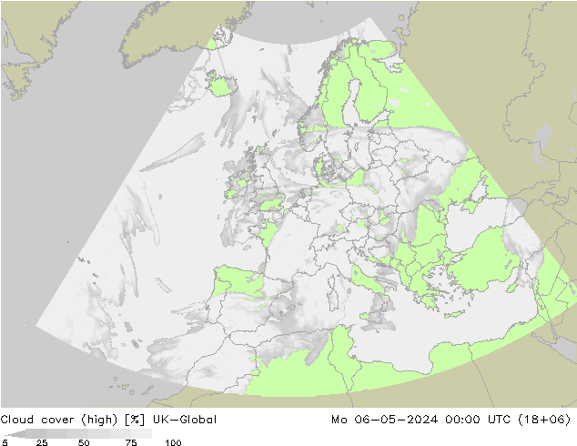 Cloud cover (high) UK-Global Mo 06.05.2024 00 UTC