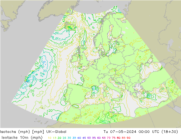 Isotaca (mph) UK-Global mar 07.05.2024 00 UTC