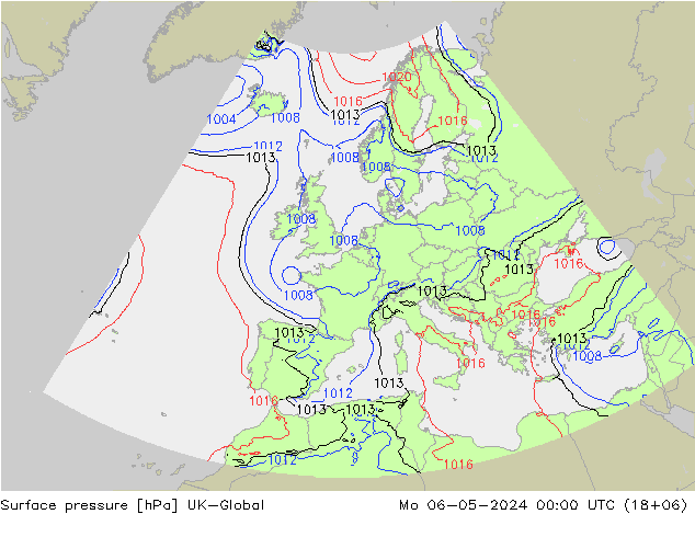 Pressione al suolo UK-Global lun 06.05.2024 00 UTC