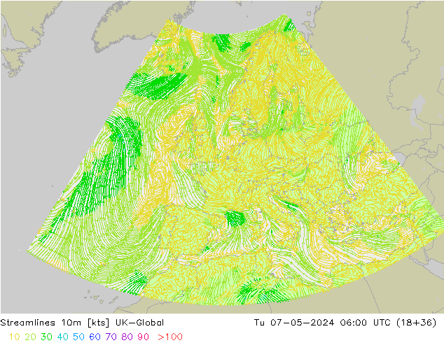 Streamlines 10m UK-Global Tu 07.05.2024 06 UTC