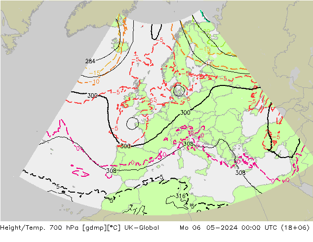 Géop./Temp. 700 hPa UK-Global lun 06.05.2024 00 UTC