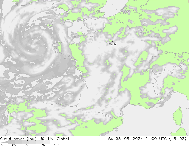 zachmurzenie (niskie) UK-Global nie. 05.05.2024 21 UTC