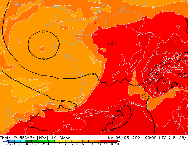 Theta-W 850hPa UK-Global  06.05.2024 00 UTC