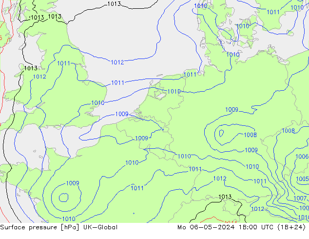 Surface pressure UK-Global Mo 06.05.2024 18 UTC