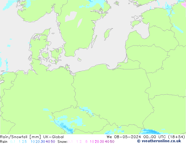 Rain/Snowfall UK-Global Çar 08.05.2024 00 UTC