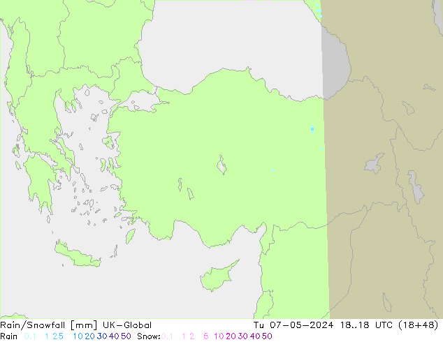 Regen/Schneefall UK-Global Di 07.05.2024 18 UTC