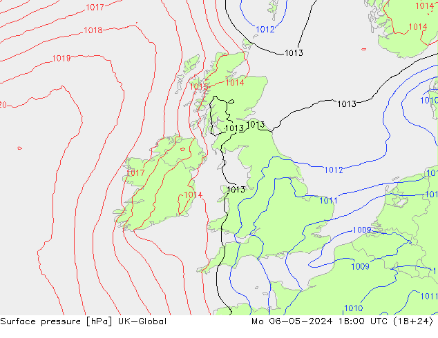 приземное давление UK-Global пн 06.05.2024 18 UTC