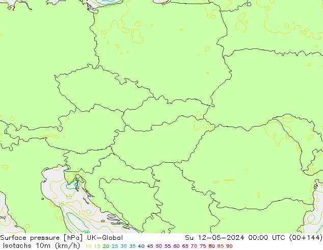 Isotachs (kph) UK-Global Dom 12.05.2024 00 UTC