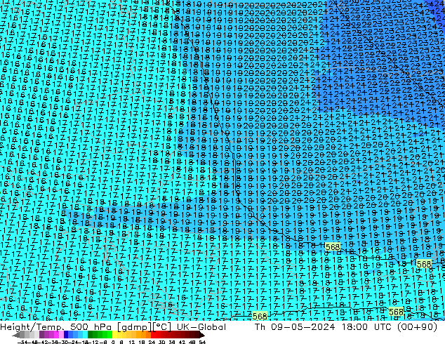 Yükseklik/Sıc. 500 hPa UK-Global Per 09.05.2024 18 UTC