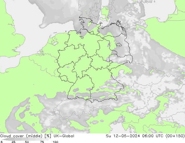 Wolken (mittel) UK-Global So 12.05.2024 06 UTC