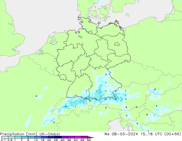 Yağış UK-Global Çar 08.05.2024 18 UTC