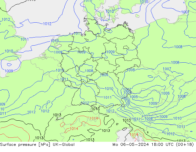 приземное давление UK-Global пн 06.05.2024 18 UTC