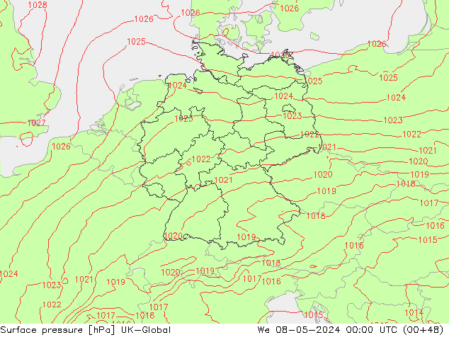 Bodendruck UK-Global Mi 08.05.2024 00 UTC