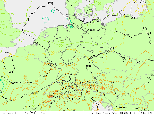 Theta-e 850hPa UK-Global  06.05.2024 00 UTC