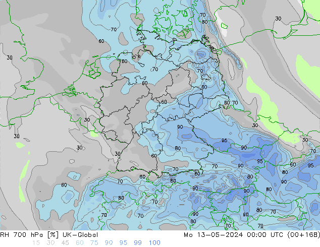 RH 700 hPa UK-Global lun 13.05.2024 00 UTC