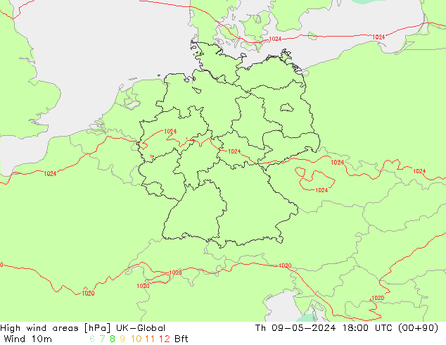 High wind areas UK-Global Čt 09.05.2024 18 UTC