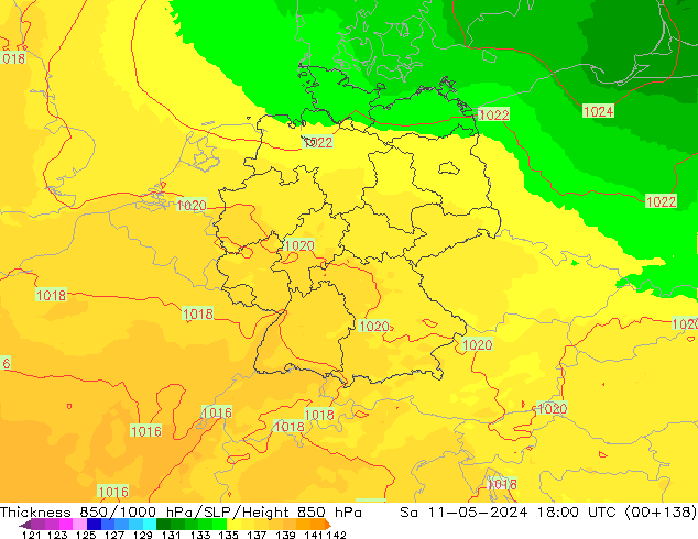 Thck 850-1000 hPa UK-Global Sa 11.05.2024 18 UTC