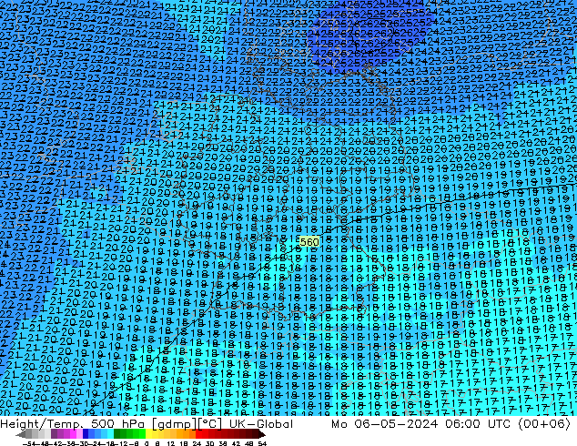 Height/Temp. 500 hPa UK-Global  06.05.2024 06 UTC