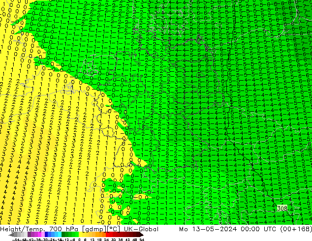 Hoogte/Temp. 700 hPa UK-Global ma 13.05.2024 00 UTC