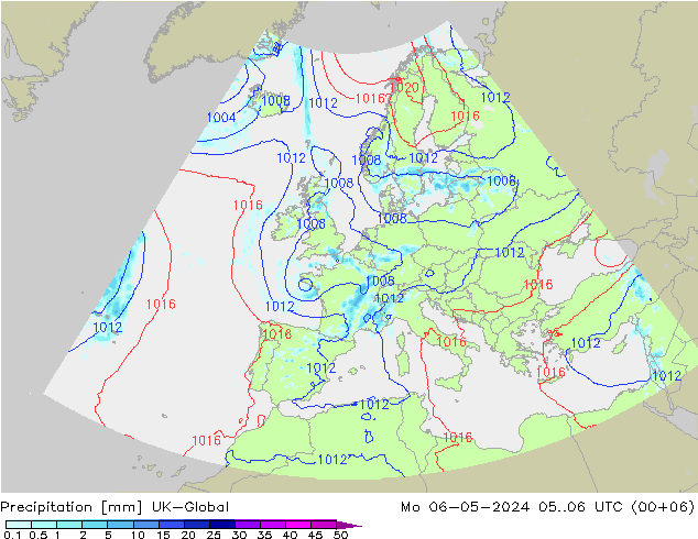 Precipitation UK-Global Mo 06.05.2024 06 UTC