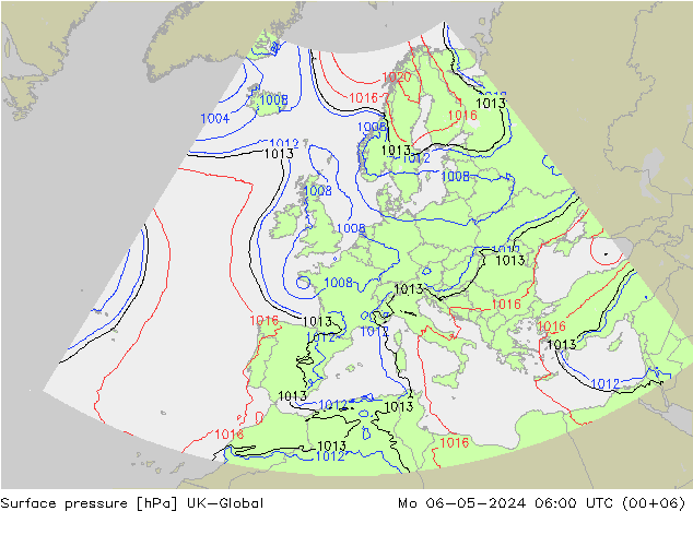 地面气压 UK-Global 星期一 06.05.2024 06 UTC